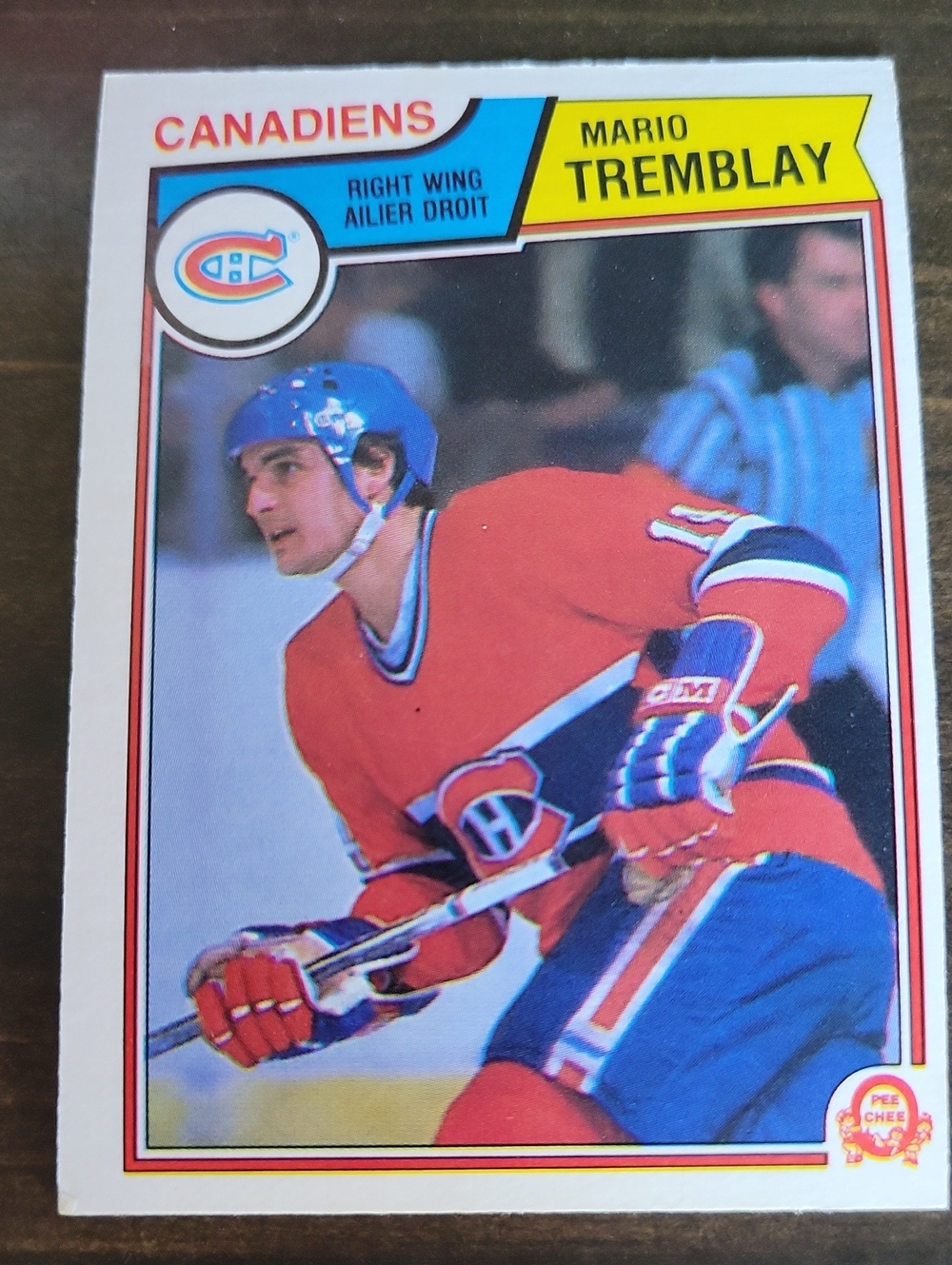 1983/84 OPC Mario Tremblay Canadiens Vintage Hockey Card - Red & Blue